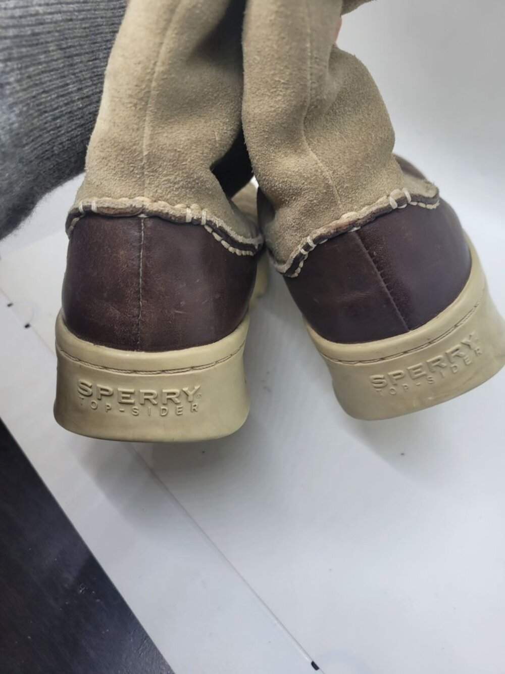 Sperry Womens Leather Upper Boots 7.5M Beige  Brown Snow Rain Fleece comfort - Picture 5 of 8